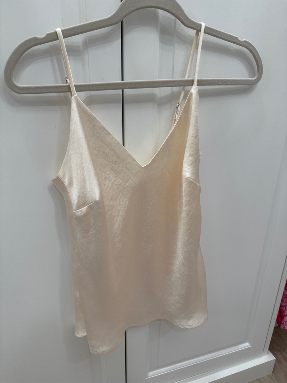 Good American Cream Satin V-Neck Camisole